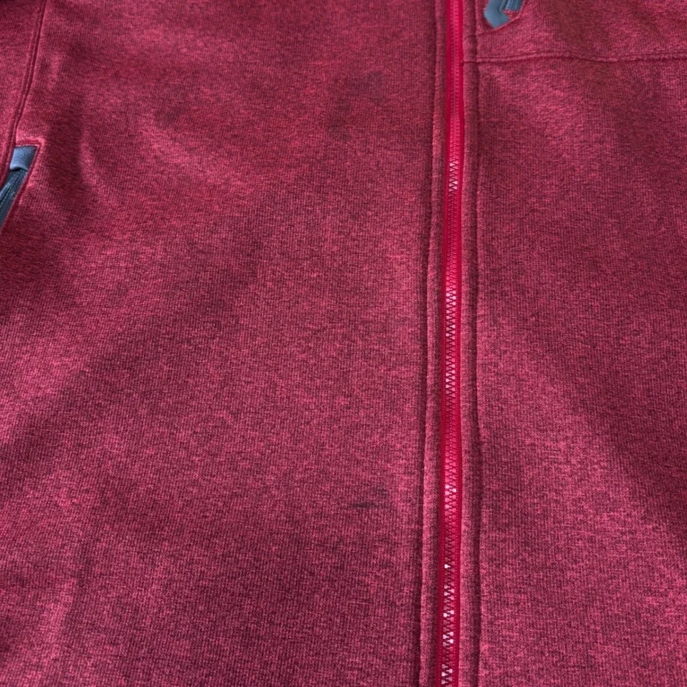 The North Face Mens Red Full Zip Hooded Fleece Sweatshirt Jacket Size Large